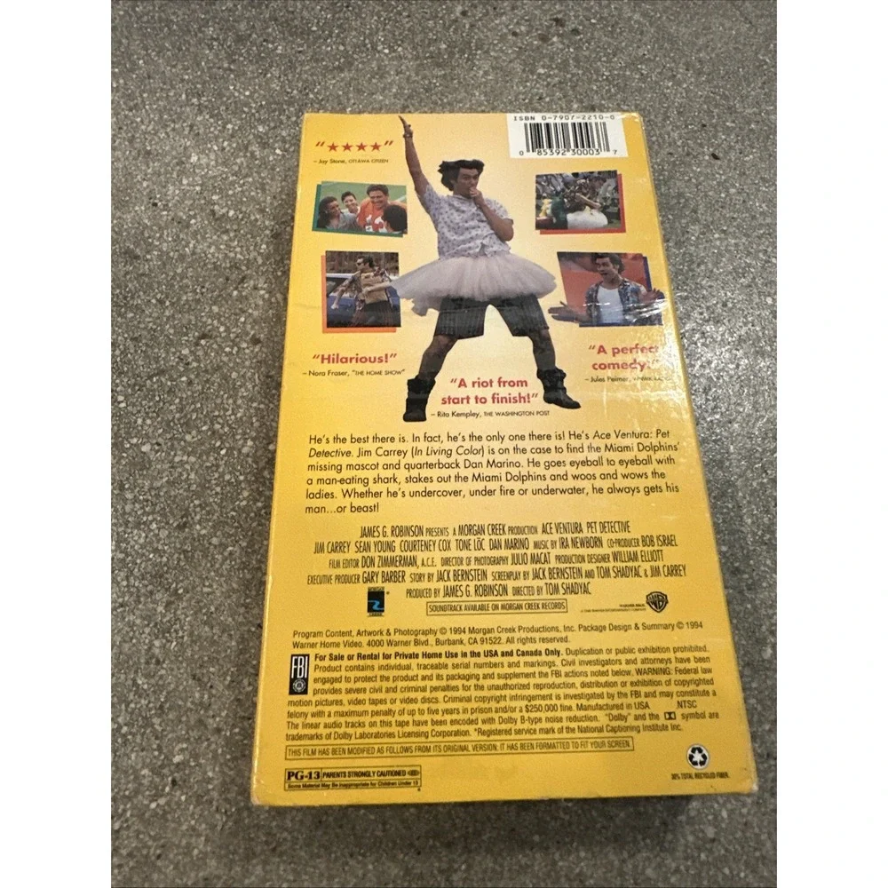 Ace Ventura-Pet Detective (VHS,1994) Warner Home Video Watermarks Jim Carrey NEW